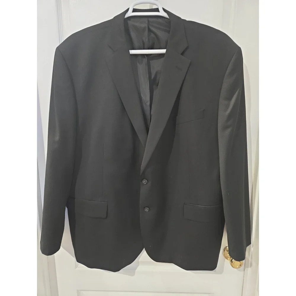 Stafford Big & Tall 54B Regular Black Wool Blend Blazer Jacket Travel Stretch